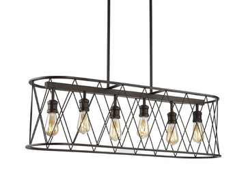 Marion 37.75" Adjustable Iron Farmhouse Rustic LED Dimmable Pendant - JONATHAN Y
